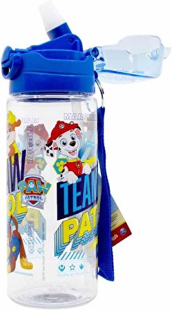 Paw Petrol Şeffaf Matara 500ml - Paw Petrol Suluk - Lisanslı Paw Petrol Matara - Pipetli Suluk