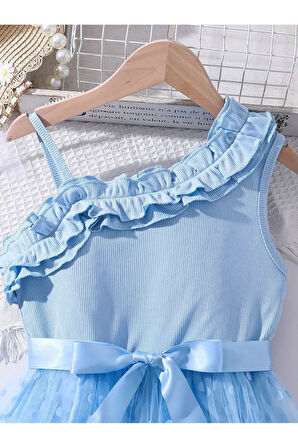 Varas Askılı Elbise - Mezuniyet Elbisesi - Kız Çocuk Abiye Gösteri Elbisesi