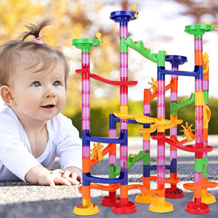 58 Parça Marble Run Ball Oyunu - Labirentteki Toplar - Maze Balls