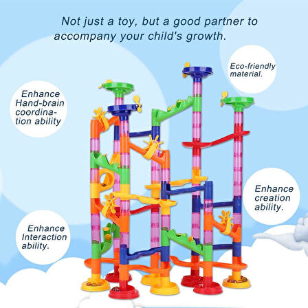 58 Parça Marble Run Ball Oyunu - Labirentteki Toplar - Maze Balls