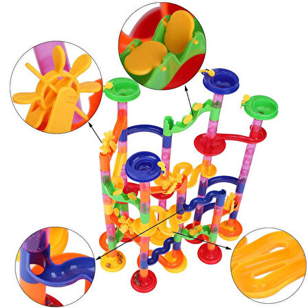 58 Parça Marble Run Ball Oyunu - Labirentteki Toplar - Maze Balls