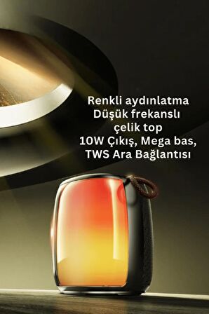 YSW220 10W Dahili Hoparlörlü 2500 mAh Bataryalı BT 5.3 RGB Kablosuz Mini Hoparlör