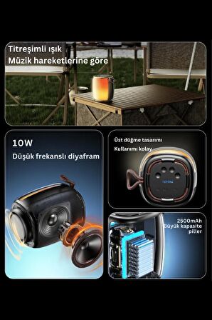 YSW220 10W Dahili Hoparlörlü 2500 mAh Bataryalı BT 5.3 RGB Kablosuz Mini Hoparlör