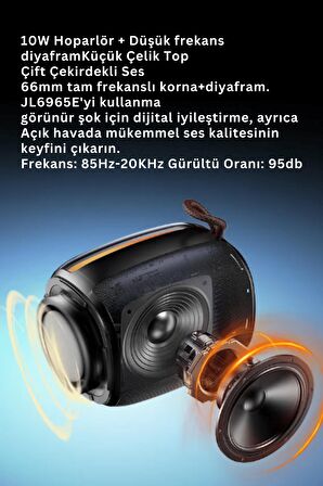 YSW220 10W Dahili Hoparlörlü 2500 mAh Bataryalı BT 5.3 RGB Kablosuz Mini Hoparlör