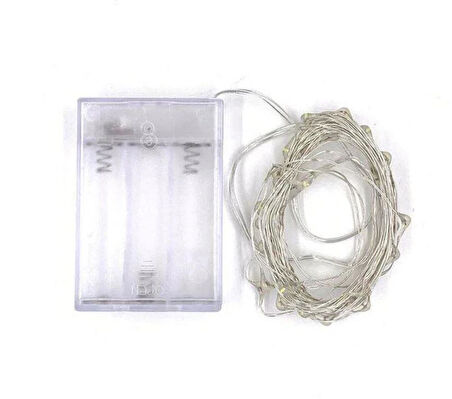 3 Metre Sarı Peri Led + Pil - Sarı Işık Led Aydınlatma - Dekoratif Işık - Su Geçirmez Led