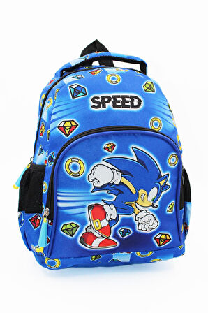 2 Gözlü Sonic Anaokulu Çantası - Erkek Çocuk Çanta Kreş Çantası Sonic Çanta