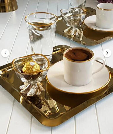 REGNA HOME Fine Living Mocha Tepsili 10 Parça 2 Kişilik Special Set- Lokumluklu -kadehli