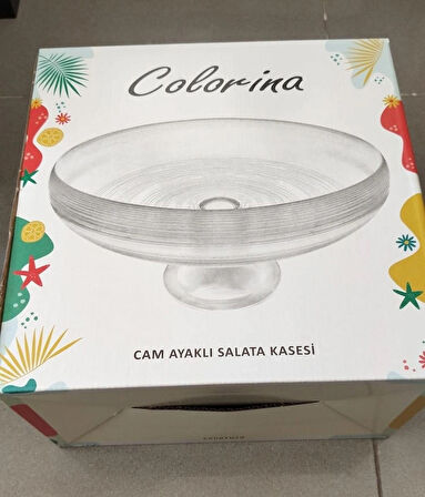 Colorina Cam Ayaklı Salata Kasesi 25 cm