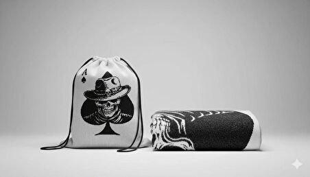 Rock Soul Koleksiyon Stili ''Ace of Spades – Rock Edition Shawl” Trikoşal Taşınabilir Kılıf Çantalı