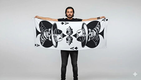 Rock Soul Koleksiyon Stili ''Ace of Spades – Rock Edition Shawl” Trikoşal Taşınabilir Kılıf Çantalı