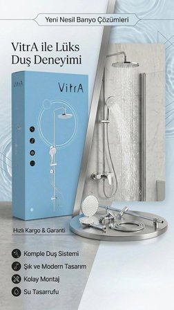 Vitr A Bliss Round 240 Duş Sistemi - Krom | A45788