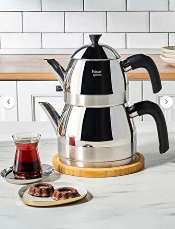 Hisar Optima Venüs İndüksiyon Tabanlı Midi Çelik Çaydanlık Siyah