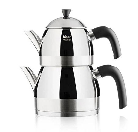 Hisar Optima Venüs İndüksiyon Tabanlı Midi Çelik Çaydanlık Siyah