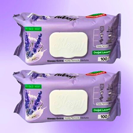 Sleepy Extra Doğal Lavanta Yağı Yüzey Temizlik Havlusu 100'lü 2x100 200 Yaprak 2'Li Set