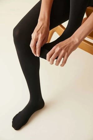 Siyah Rengi Burnu Açılabilen Abdest Külotlu Çorap - Ablution Pantyhose