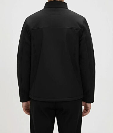 Erkek Siyah Fermuarlı Mont SOFTSHELL