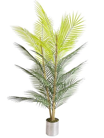 Yapay Çiçek Areka Ağacı Palmiye Ağacı Bambu Saplı Siyah Saksılı Salon Çiçeği 27 Yaprak 115 cm