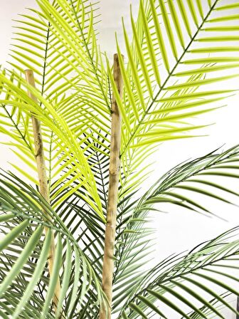 Yapay Çiçek Areka Ağacı Palmiye Ağacı Bambu Saplı Siyah Saksılı Salon Çiçeği 27 Yaprak 115 cm