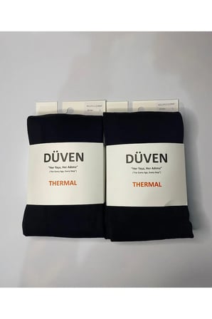 2'li Kadın Siyah İçi İnce Polar İçlik Termal Külotlu Çorap - Konfor Thermal