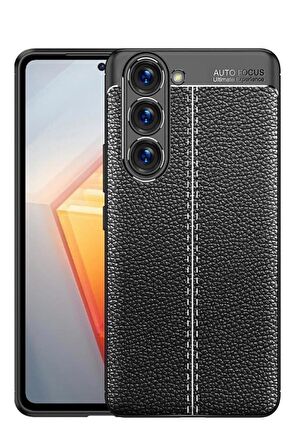 Galaxy S23 Plus Kılıf Deri Desenli Kamera Korumalı Silikon