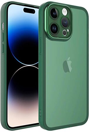 Apple iPhone 14 Pro Max Kılıf Metal Kamera Korumalı Transparan Renkli Kapak
