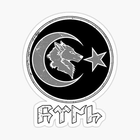 Göktürkçe Kurt Ay ve Hilal 22 CM Araba Oto Sticker