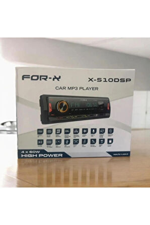 For-X X-510DSP-DSP İŞLEMCİLİ-BT5.1-FM-MP3-USB 2A ŞARZ-7RENK-3 ANFİLİ-4X60W BAS KONTROLLÜ OTO TEYP