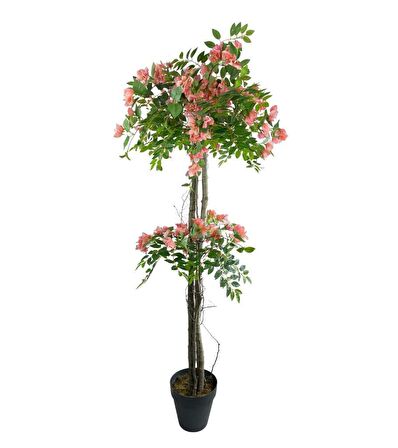 Yapay Ağaç Pembe Begonvil Ağacı 2Gövdeli Doğal Salex Dallar 2katlı 180cm