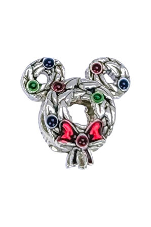 Mickey Mouse Yeni Yıl Çelenk Charm | 925 Ayar Gümüş