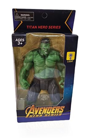 18 cm Eklemli Işıklı Hulk Figür - Avengirs Yeşil Dev Figür - Hulk Karakter Yeşil Dev Adam