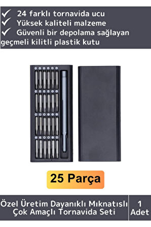 Premium Dayanıklı Mıknatıslı Saat Gözlük Elektronik Taşınabilir Mini Kutulu 25 Parça Tornavida Seti