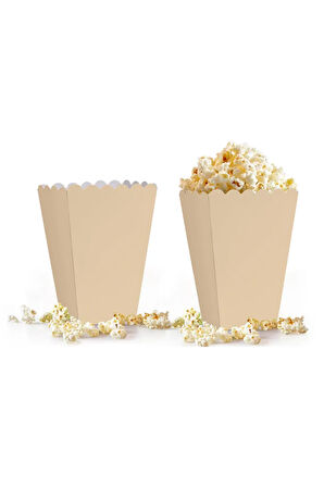 Popcorn Kutusu 8li -Düz Krem-