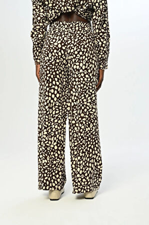 KADIN BELİ LASTİKLİ BOL PAÇA DESENLİ PANTOLON