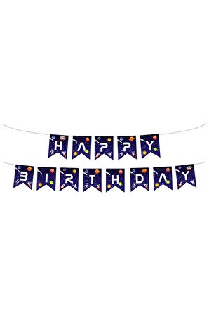 Uzay Uzaylı Rocket Space Happy Birthday Banner