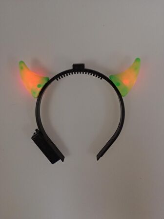 CADILAR BAYRAMI HALLOWEEN TAÇ ŞEYTAN BOYNUZ YEŞİL IŞIKLI