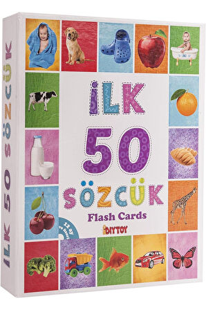 Eğitici Hafıza Kartları İlk 50 Sözcük Kelime Zeka Kartları - Bebekler İçin Eğlenceli Aktivite Set