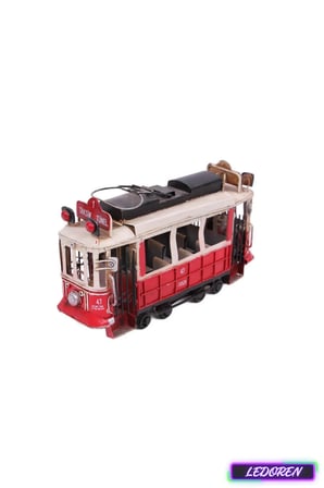 Dekoratif Metal Taksim Tramvayı Retro Nostaljik Biblo El Yapımı Ev Ofis Masa Üstü Hediyelik 1104CS-097