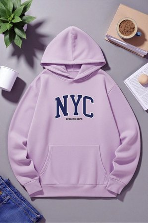 Unisex Nyc Tasarım Baskılı Kapüşonlu Sweatshirt