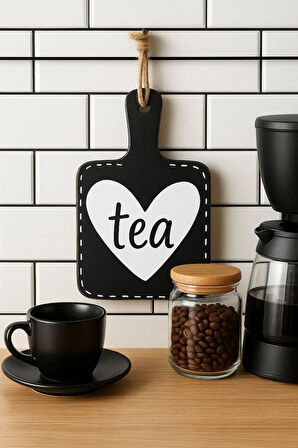 Kahve Köşesi Askı Süsü TEA Mutfak Dolap Siyah