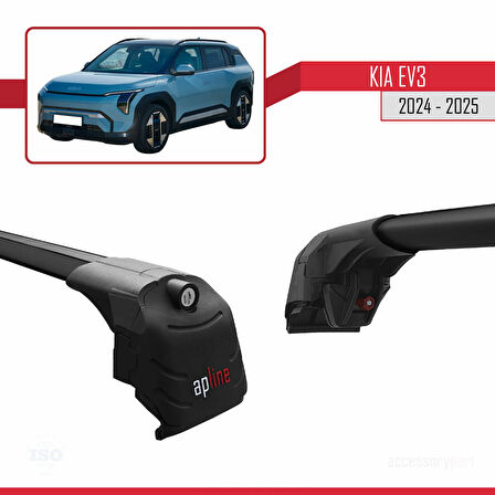 Kia EV3 2024-2025 Arası ile Uyumlu ACE-2 Ara Atkı Tavan Barı Siyah 2 Adet