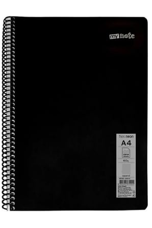Defter Okul Defteri Spiralli Telli Pp Kapak A4 3 Adet Farklı Renklerde - 60 Sayfa Kareli ( 3 ADET )