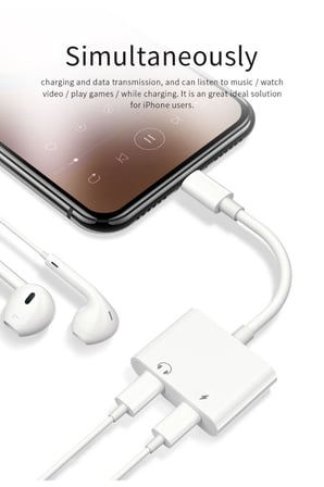 iPhone Uyumlu Çift Lightning Kulaklık ve Şarj Çoğaltıcı Splitter