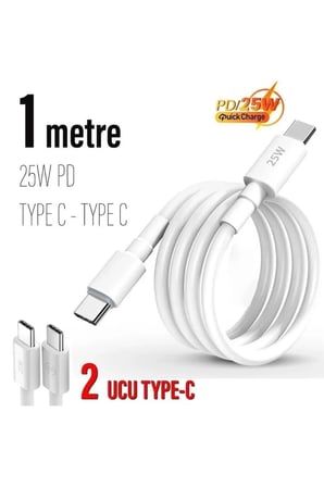 25w Hızlı Type-c Şarj Kablosu Çift Taraflı Type-c To Type-c 25w Pd Şarj Kablo 1metre