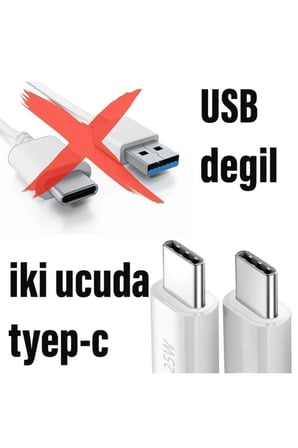 25w Hızlı Type-c Şarj Kablosu Çift Taraflı Type-c To Type-c 25w Pd Şarj Kablo 1metre