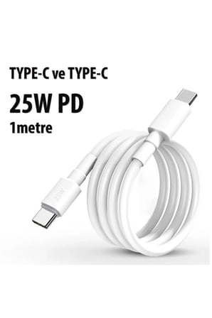 25w Hızlı Type-c Şarj Kablosu Çift Taraflı Type-c To Type-c 25w Pd Şarj Kablo 1metre