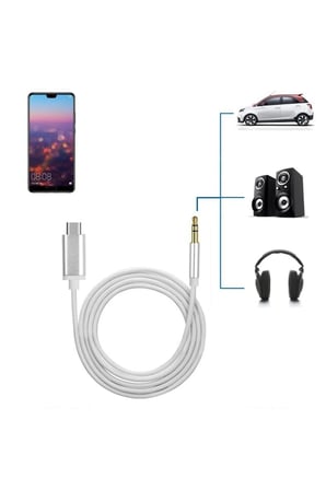 iPhone Xiaomi Huawei Samsung Oppo Uyumlu Type-C Aux Kablo 1 Mt Araç Müzik Ses Dönüştürücü