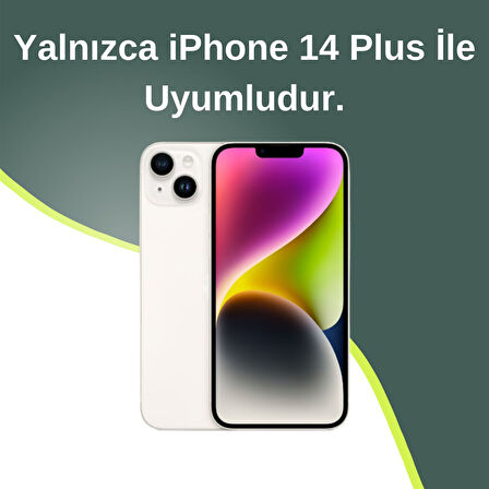 iPhone 14 Plus Uyumlu Ortası Taş Detaylı Kelebek Desenli Şeffaf Kılıf