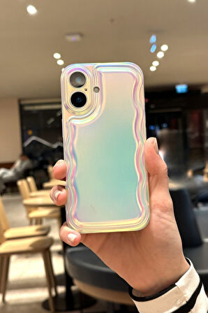 iPhone 16 Uyumlu Zigzaglı Dalgalı Hologram Puf Kılıf