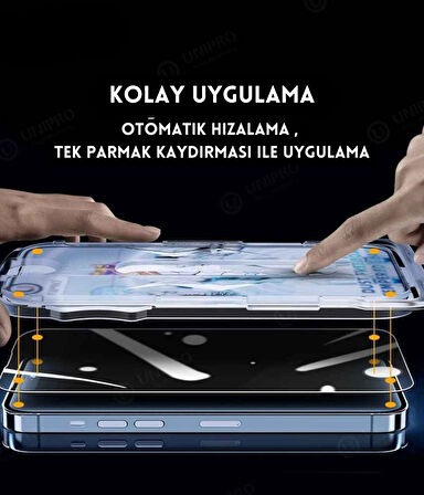 iPhone 16 Uyumlu Ekran Koruyucu Anti Statik Kolay Uygulama Aparatlı