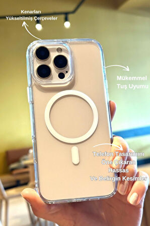 iPhone 16 Pro Max Uyumlu Şeffaf Kılıf Magsafe Özellikli Hybrid Kristal Kapak